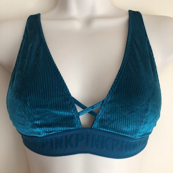 Victoria's Secret Other - Victoria's Secret Unlined Bralette in Teal Velvet Size XS
